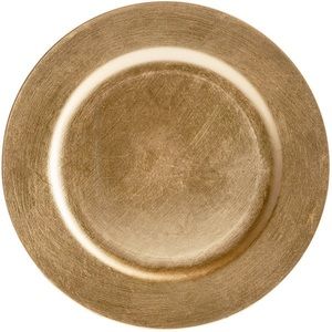 13" Round Gold Plastic Charger Plate - Set of 250